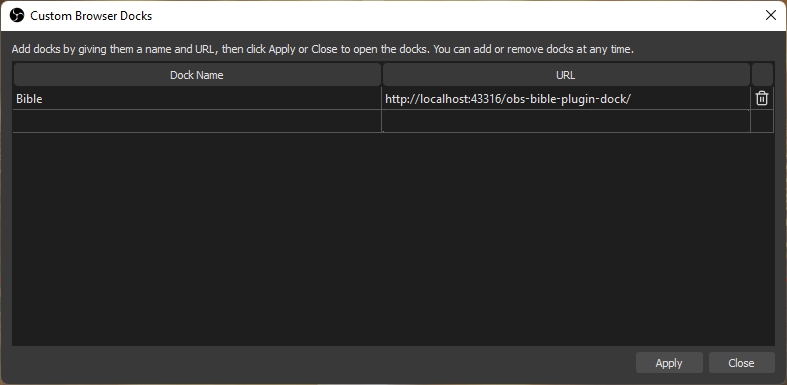 3. Setting the Dock URL