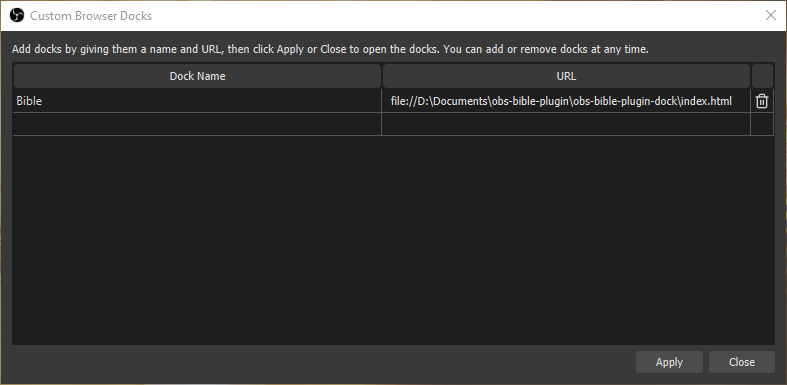 3. Setting the Dock URL